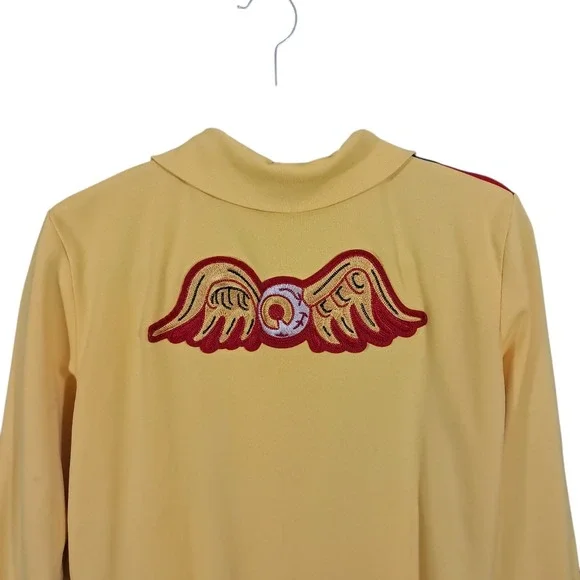 Vintage 2000s Von Dutch Full Zip Track Jacket Yellow Retro Y2K Biker Baddie - Picture 5 of 13